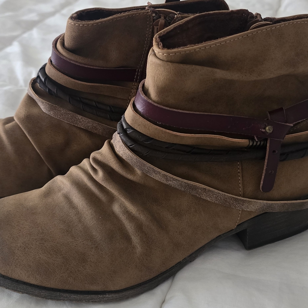 Pop Tan Ankle Boots with Braided Straps